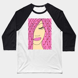 Pink Romantic Portrait Baseball T-Shirt